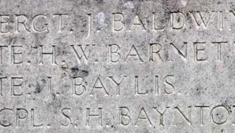 Image of names on war memorial