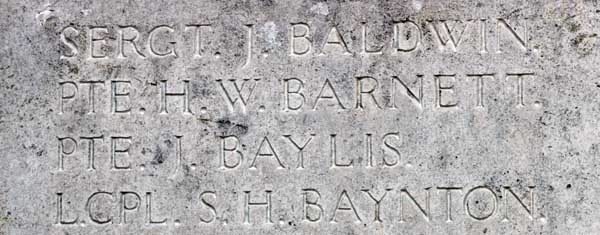 Image of names on war memorial